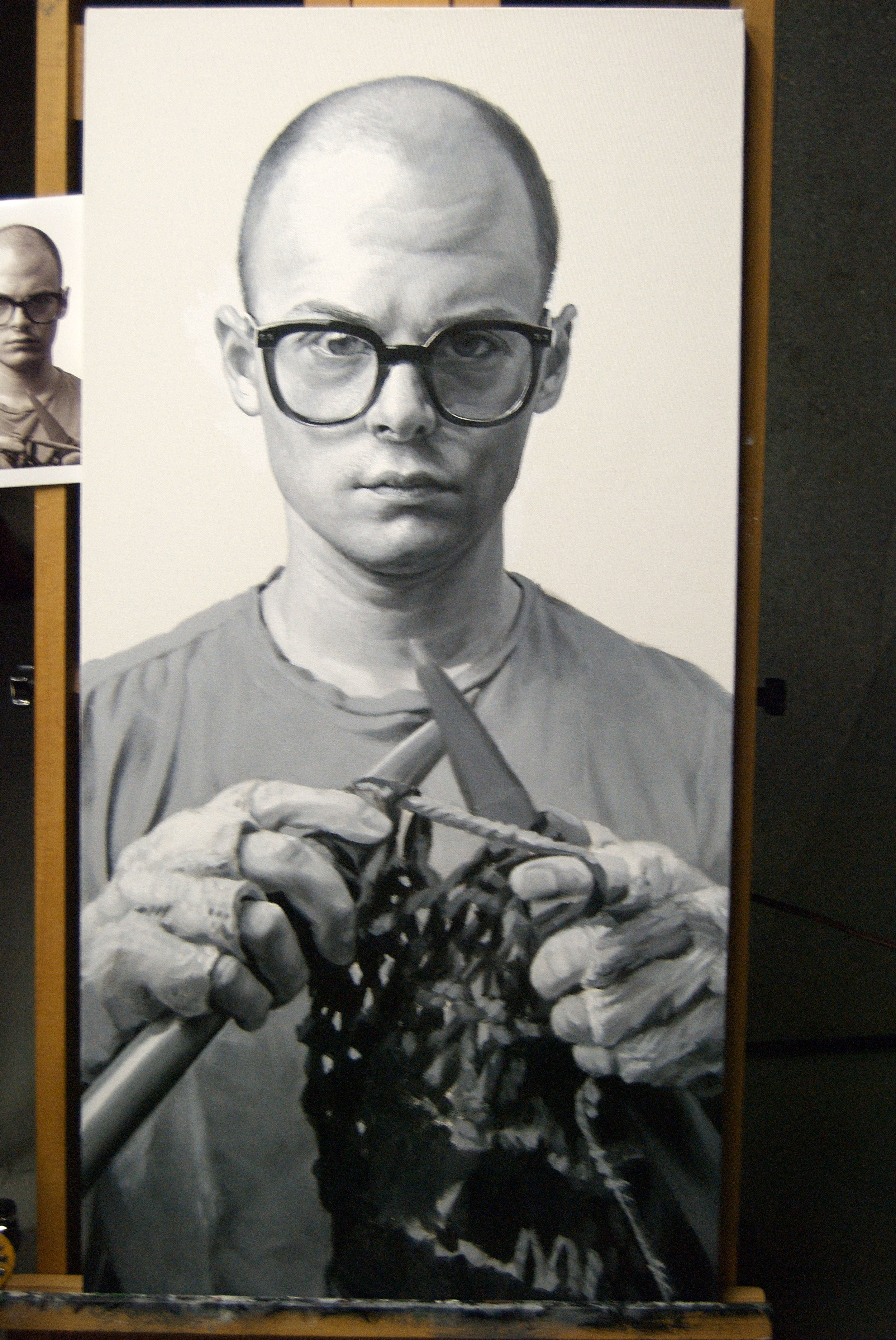 Progress portrait of "Daniel." This was before I began painting from the computer screen and still worked from actual paper photographs.