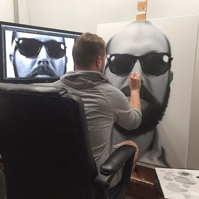 Studio view of "The Bohemian" in progress.