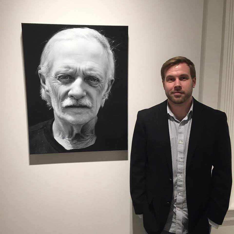 Myself with "The Burden" at Manifest Gallery's Fresh Paint exhibition.