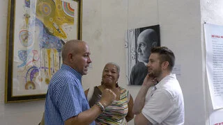  Photograph of “Portrait of Cesar” in the Columbus in Cuba exhibition in 2019. The exhibition was part of the Columbus in Cuba / Cuba in Columbus project that allowed artists from Columbus, Ohio to visit artists in Cuba. Thanks Daric Gill (on right) 