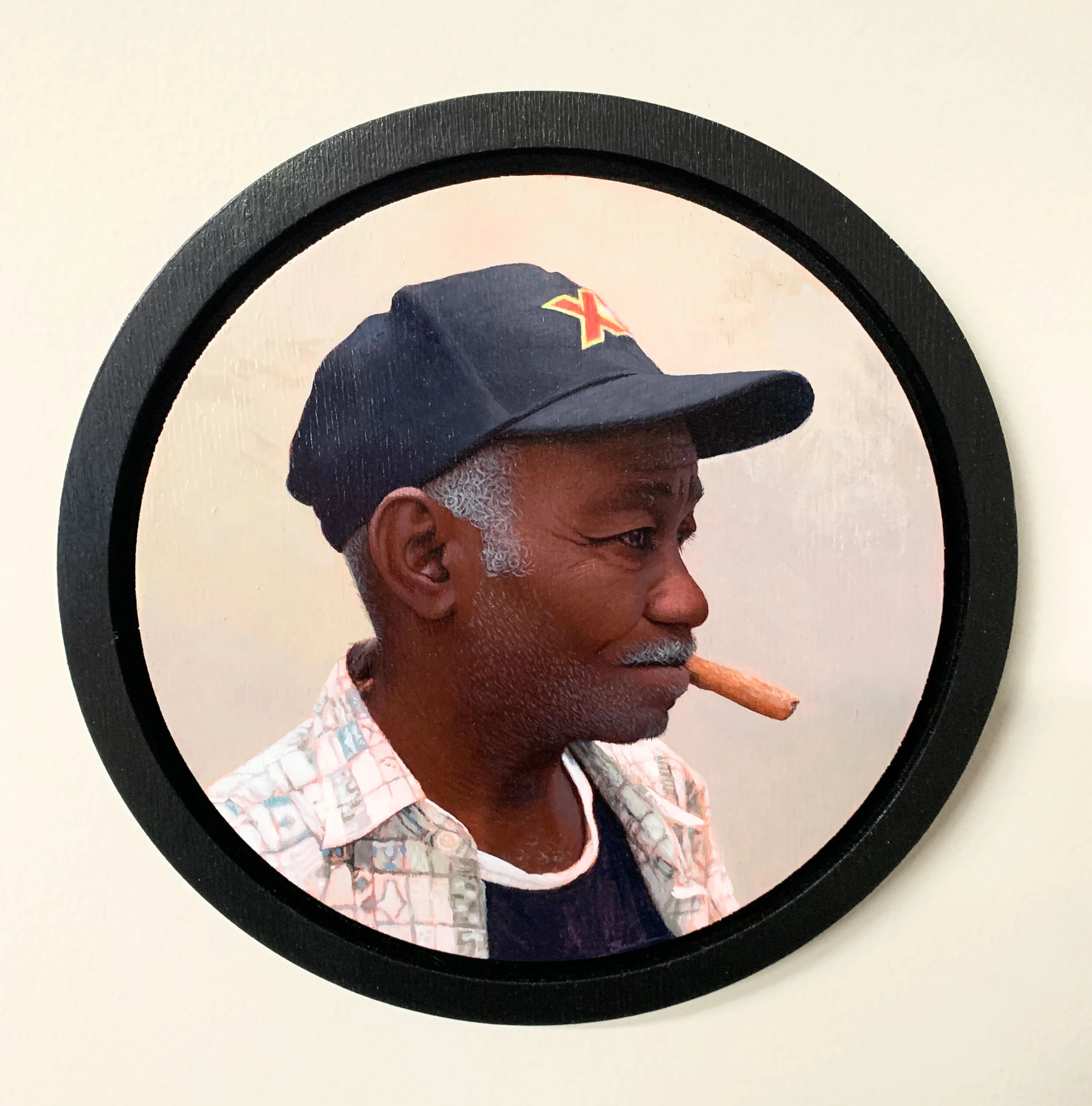  “The Sculptor” Acrylic on panel. 8” round   