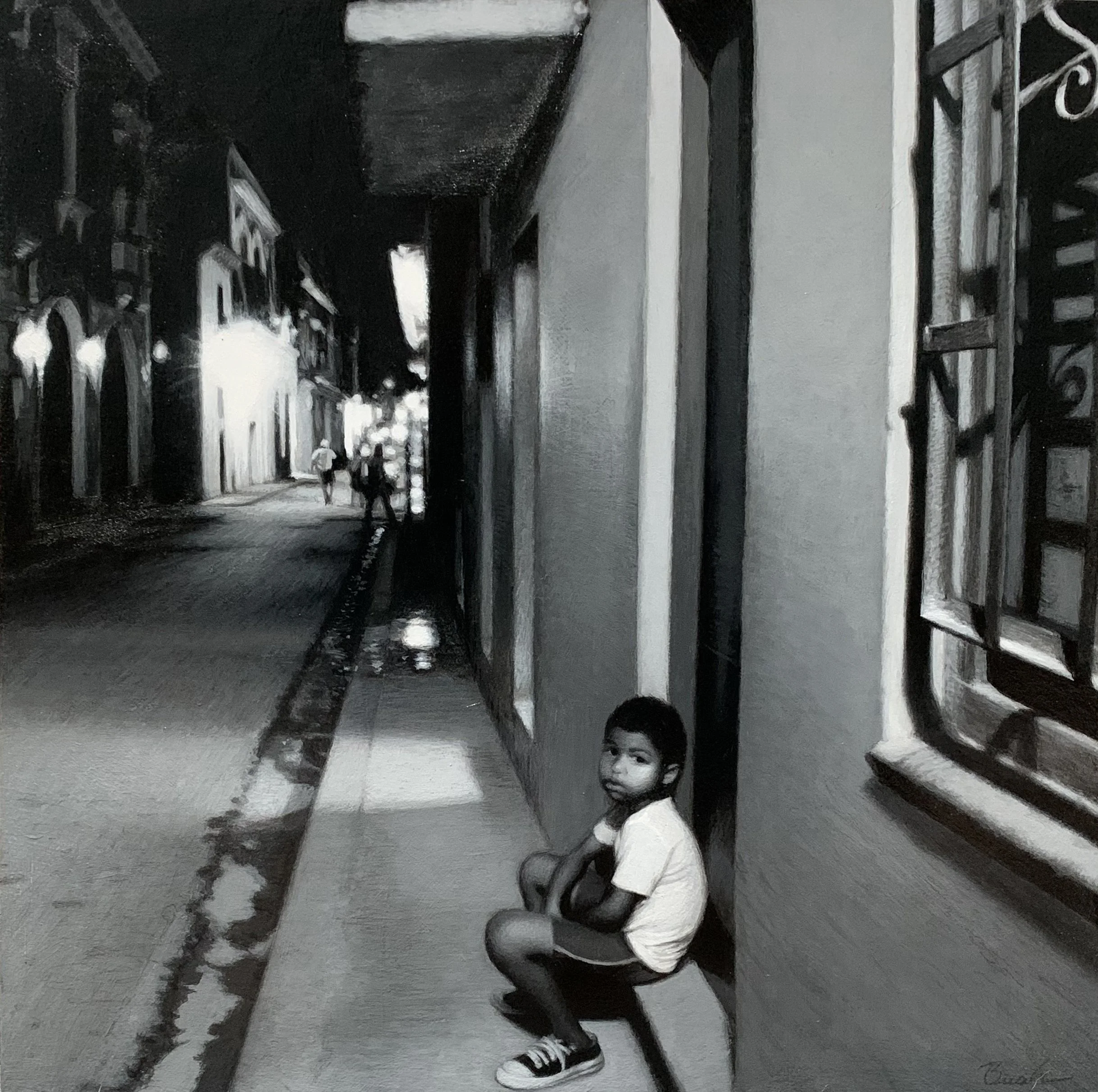  “The Boy in Old Havana” Acrylic on panel. 10x10” 