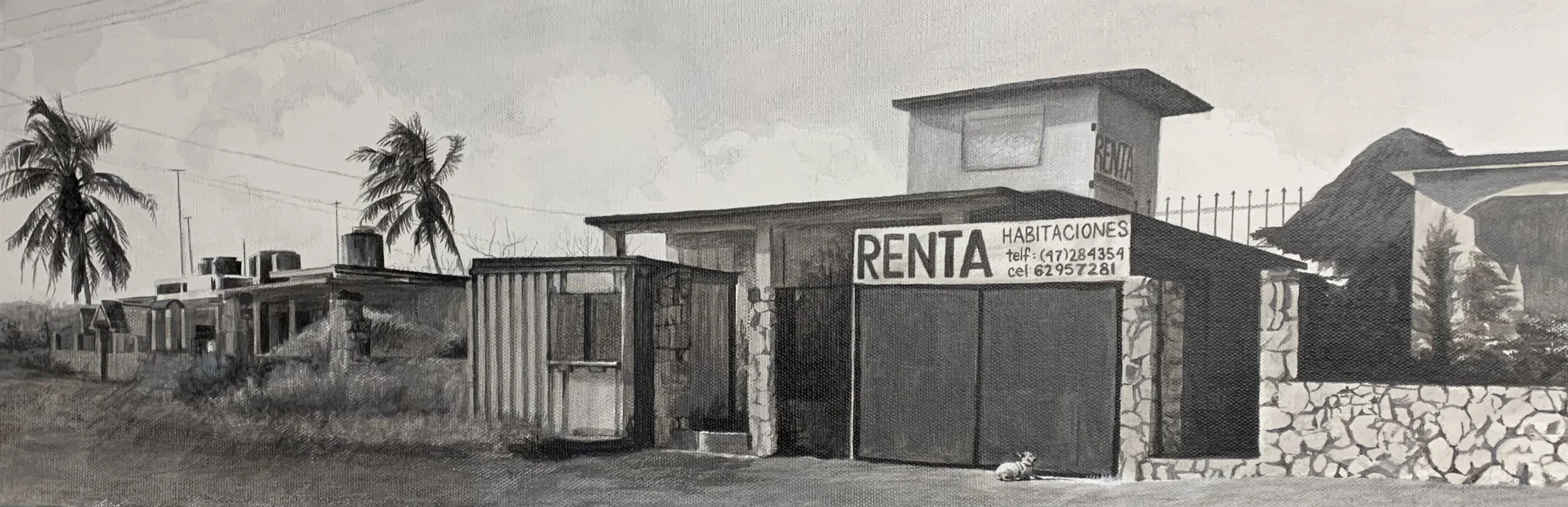  “Renta” Acrylic study on canvas. 8x24” 