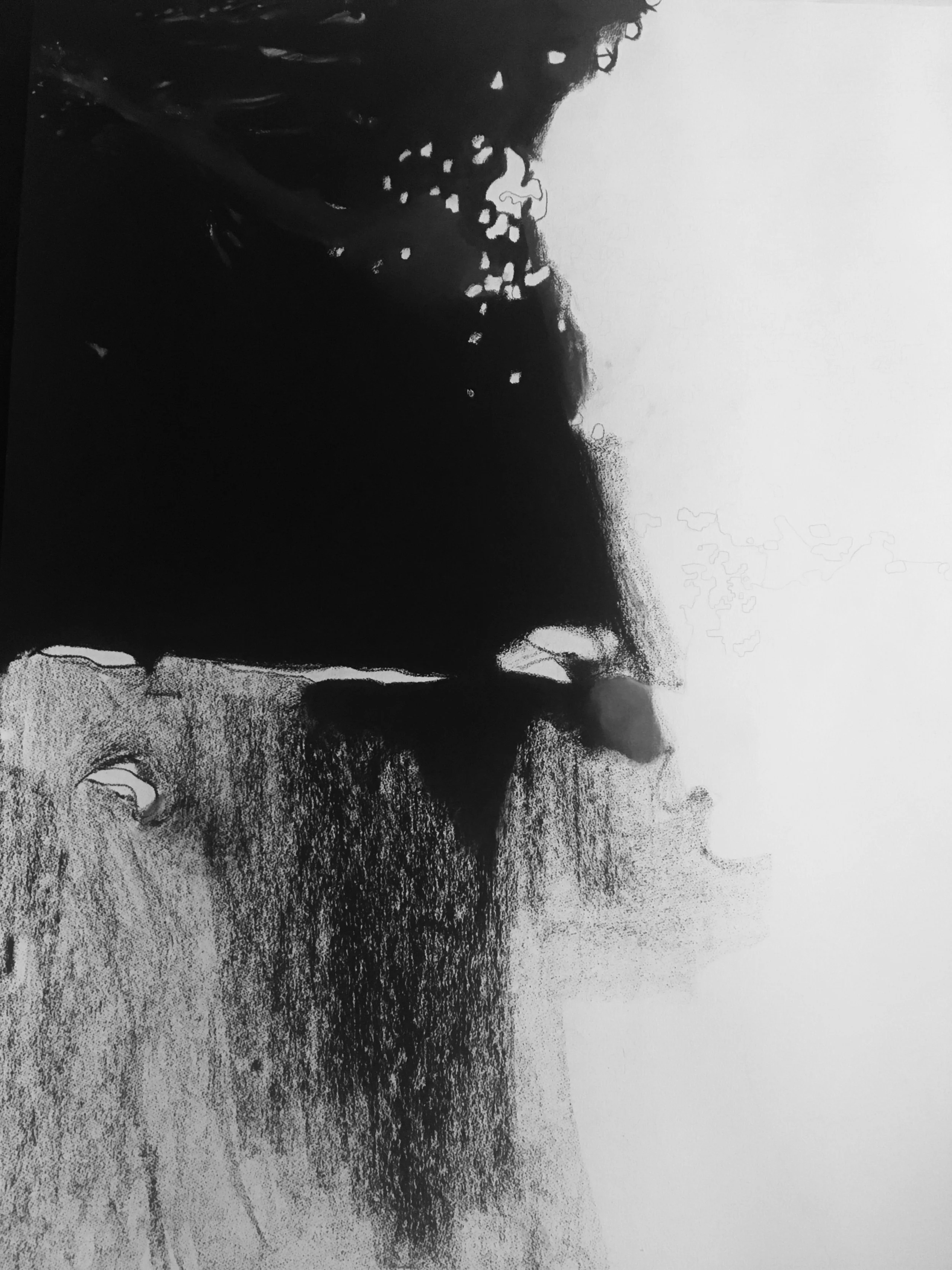 The start of the charcoal drawing...