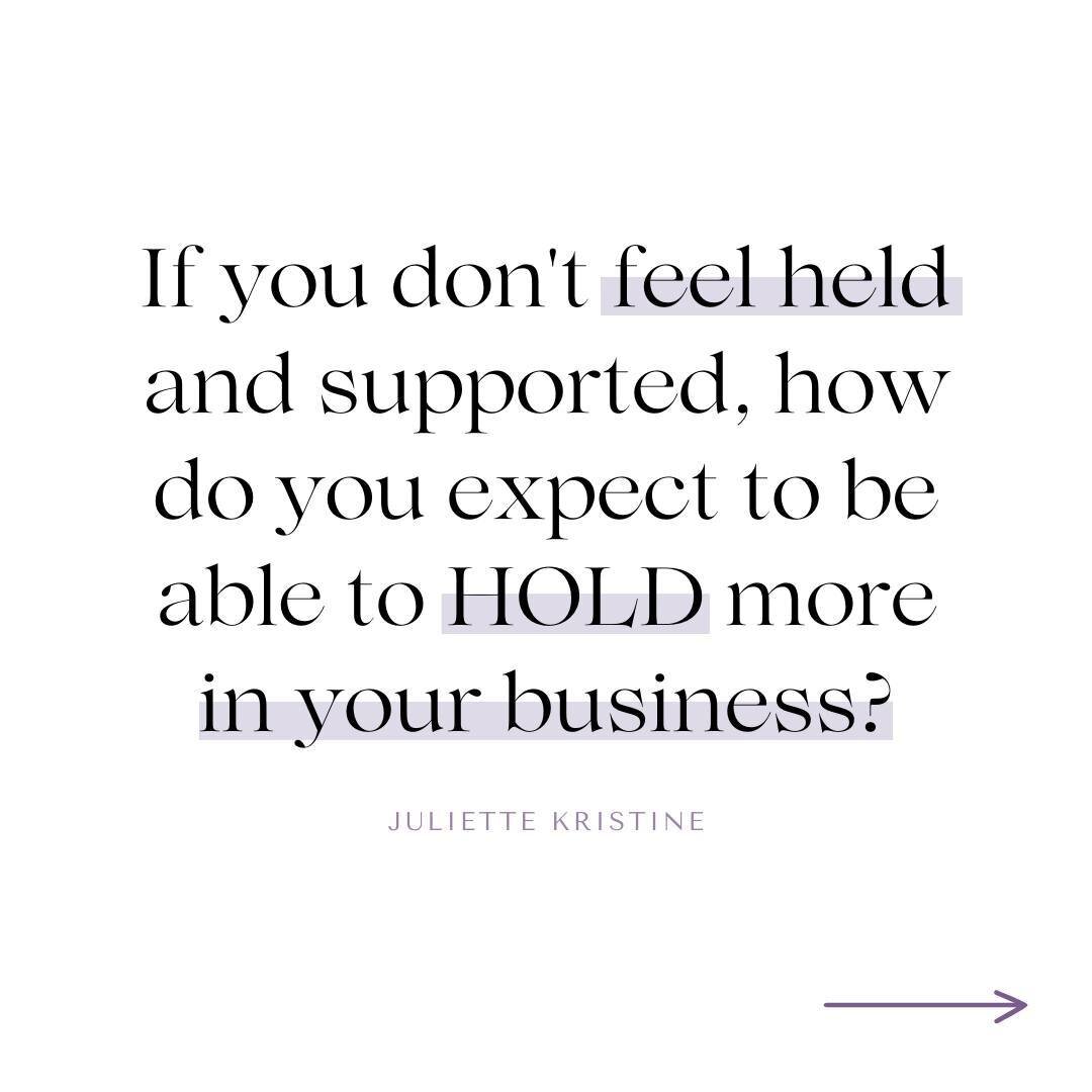 One thing I have learnt (especially since becoming a mum of 2) is that;⁠
⁠
The more held and supported I feel in my life, the more success I attract because I'm able to HOLD the energy of these new experiences.⁠
⁠
If I don't feel supported, I will bl