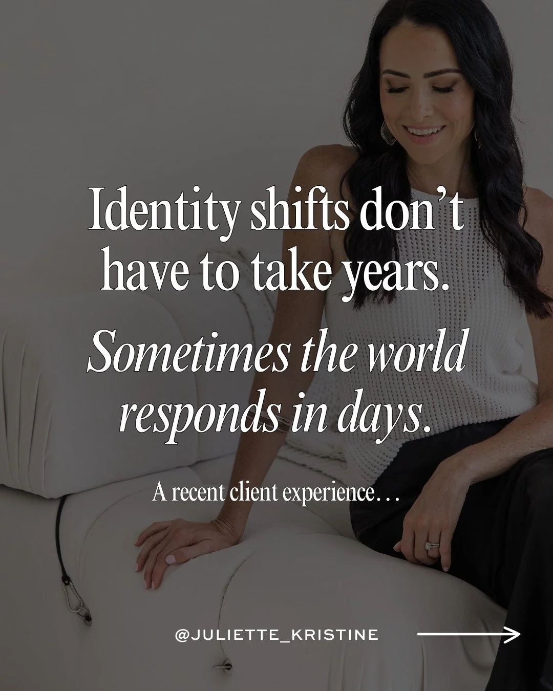 Some identity patterns run deep. ⁠
⁠
They shape how you see yourself and also how the world sees you. 🪞⁠
⁠
My client has worked with globally recognized artists and brands - a long list of them.⁠
⁠
She is deeply talented.⁠
⁠
But the belief &ldquo;I&