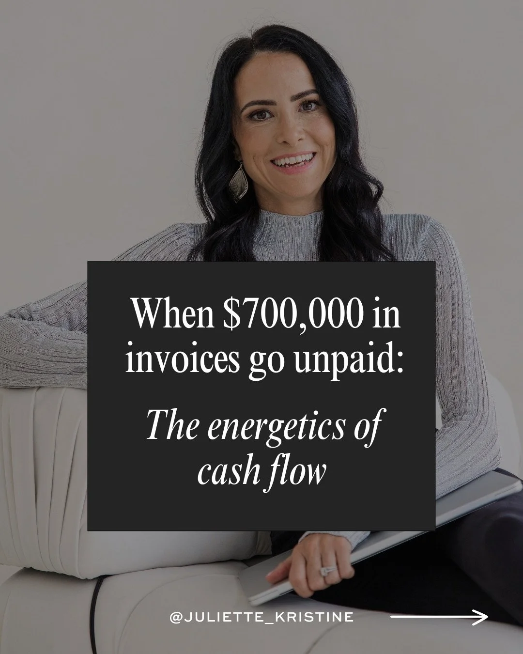 My client came to me recently with $700K worth of outstanding invoices.⁠
⁠
On the surface what seemed like a 'cash flow' issue was actually an energetic one. ⁠
⁠
When he arrived at our session together and told me what was going on, immediately I fel