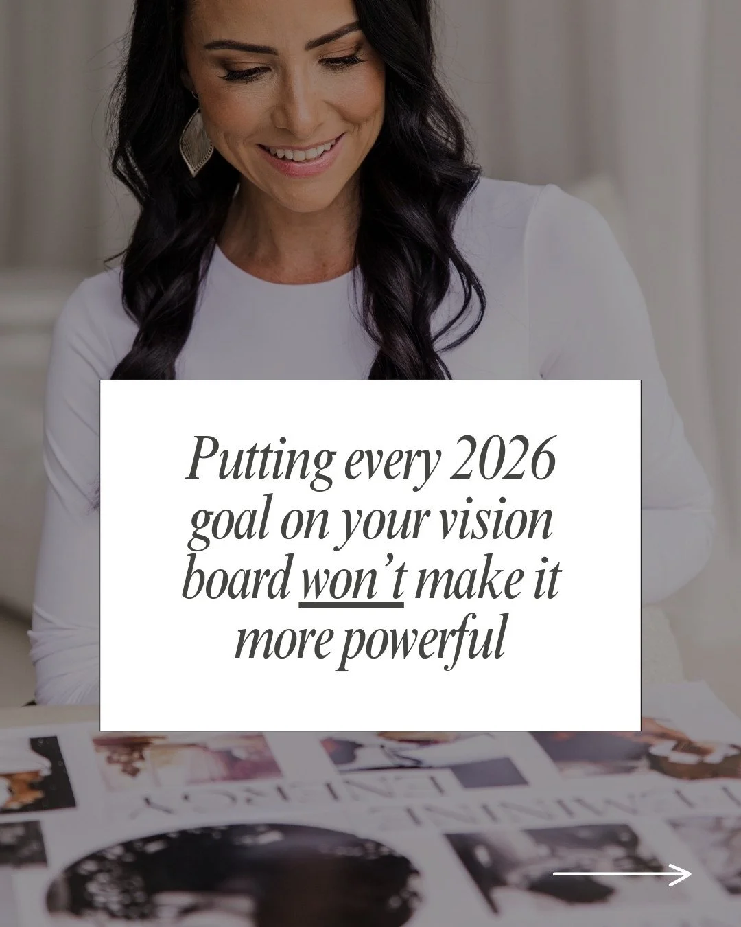 When a vision board becomes too crowded, your focus naturally dilutes.⁠

Nothing lands, anchors or integrates properly.
⁠
Your board isn&rsquo;t a place to stick every goal and desire bubbling to the surface. ⁠
⁠
It needs to be created thoughtfully a