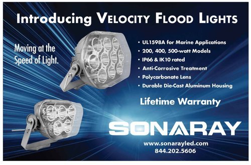 SONARAY Announces New Velocity Series of Marine Flood Lighting with Lifetime Warranty.