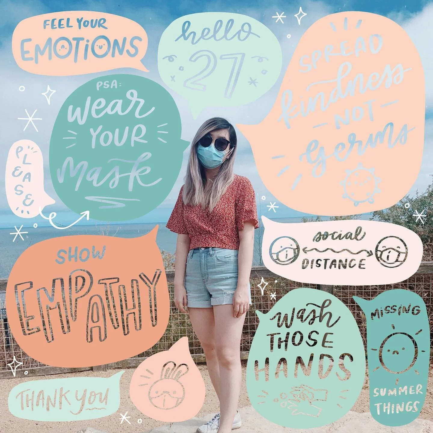 helllo 27 👋🏻 

made a doodle of some thoughts and psa&rsquo;s to remember what a time 2020 was lol 🙃 also made some new gifs! (type: &ldquo;monicakang&rdquo; in gif search) swipe to see one in particular 👀