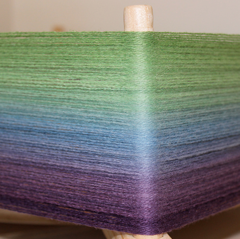 Colour by me/tres/ Forest Fairy, still on the dyeing frame.