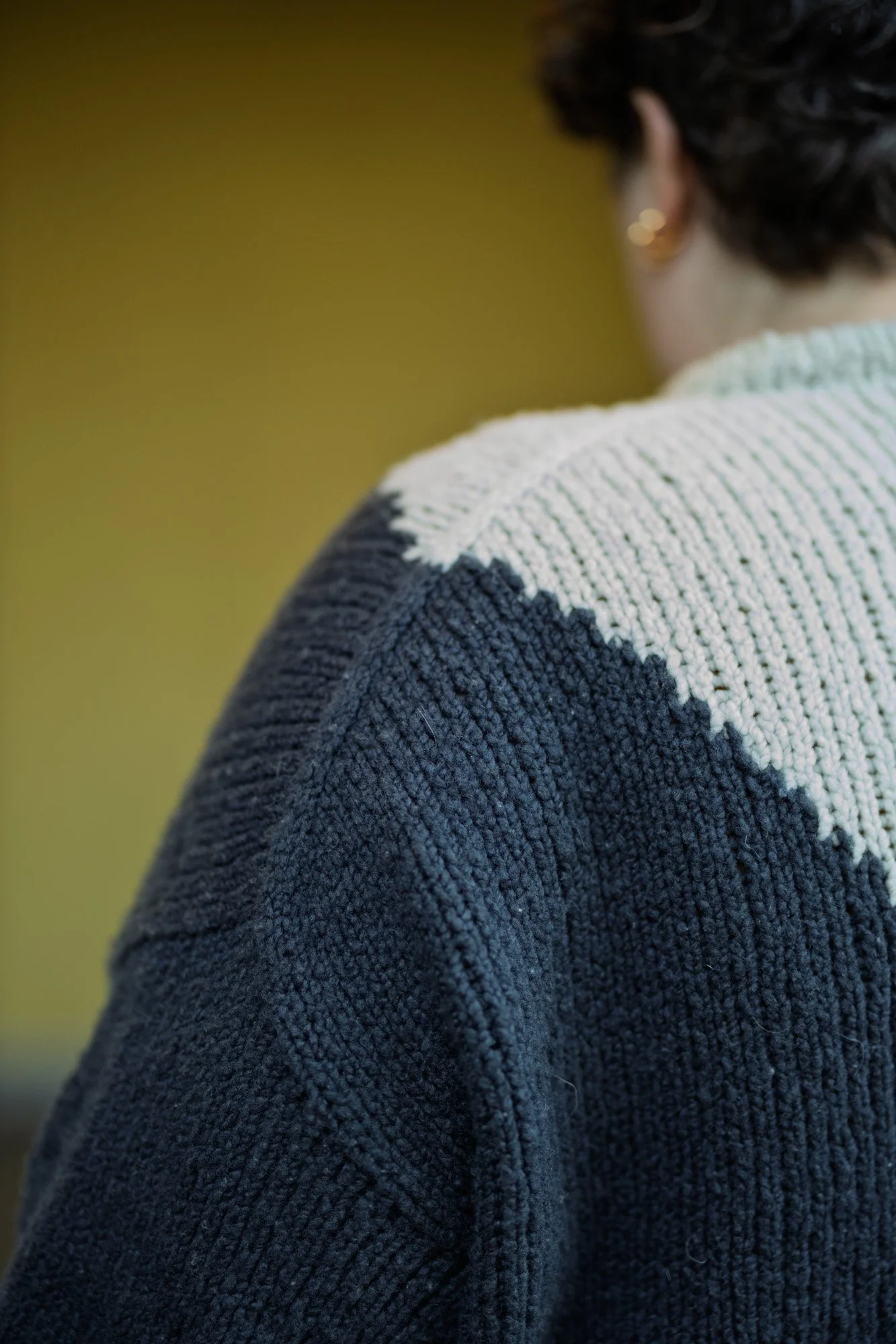 Close-up of intarsia detail on Tilt