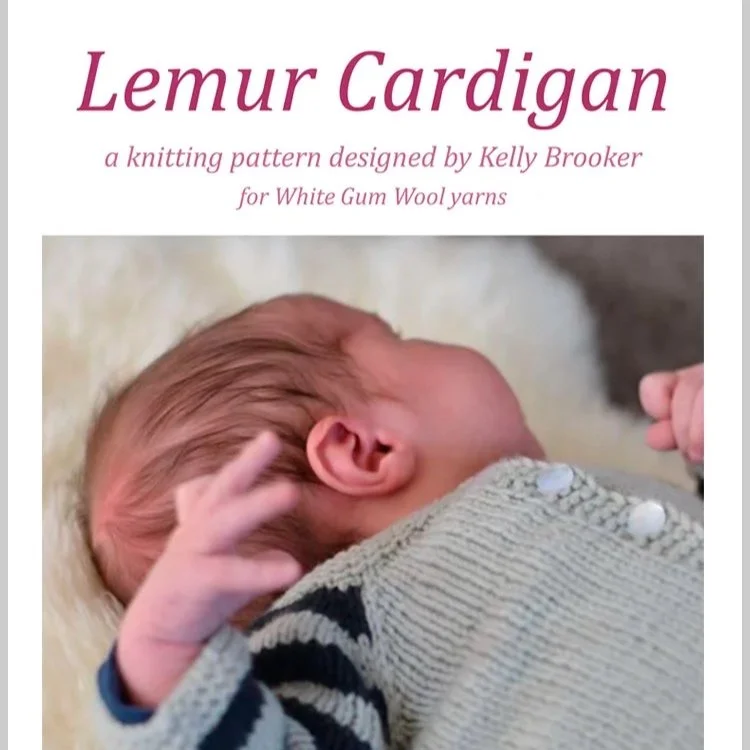 Madagascan Ring Tailed Lemurs, with their graphic striped tail are much loved in our house; and now the children can have a cardigan with lemur-tail sleeves!