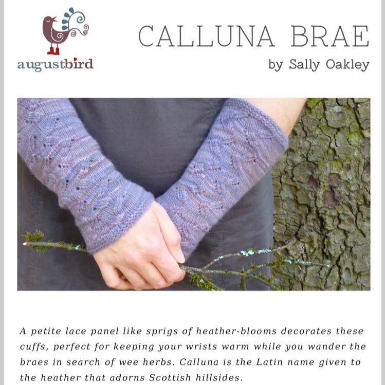 A petite lace panel like sprigs of heather-blooms decorates these cuffs, perfect for keeping your wrists warm while you wander the braes in search of wee herbs.