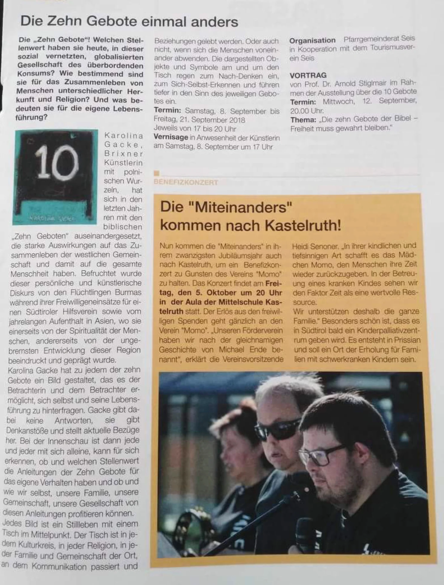 Pfarrblatt Seis - The exhibition '10' in Seis am Schlern