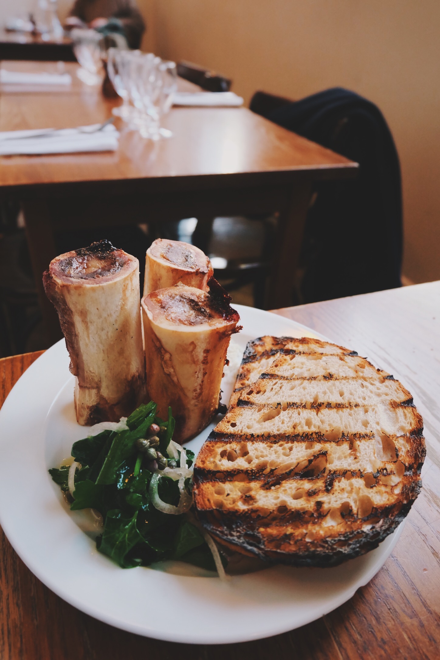 Roast Bone Marrow and Parsley Salad 