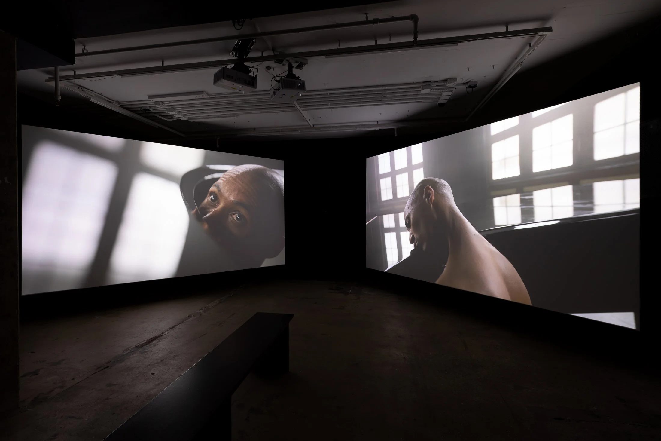 Tiran Willemse, Dweller, 2026 (detail). Three channel HD video installation (color, stereo sound). 30 min.