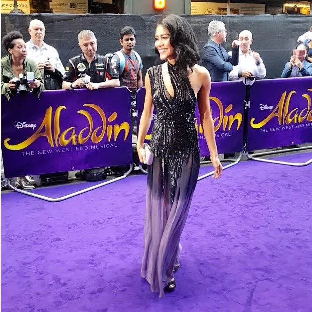 Quote - "Glamorous: Lucy St Louis oozed elegance in a black and purple gown that skimmed the floor as she walked"- Robin Ray Dempsey featured in the Daily Mail
