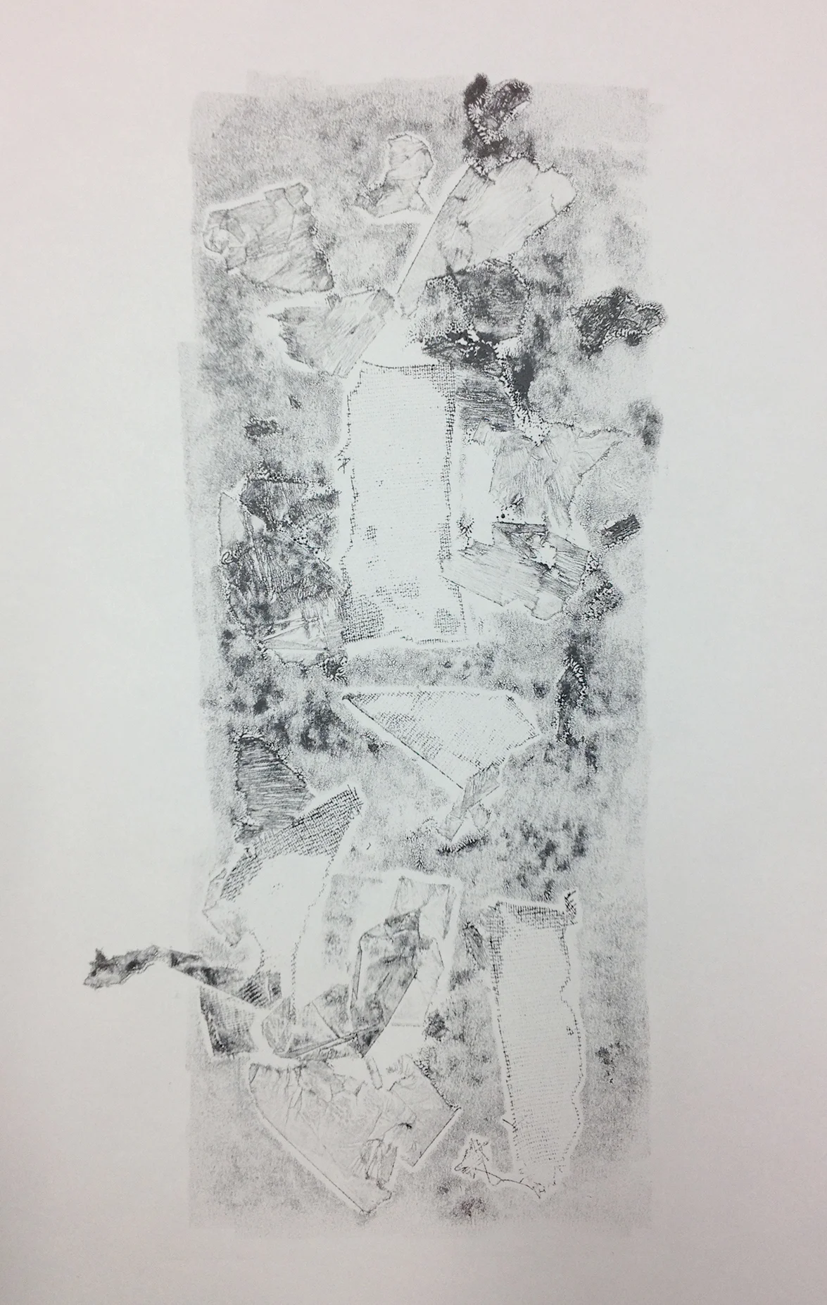 Imprinting Textures Series, (2017) Inked newsprint print (A3)
