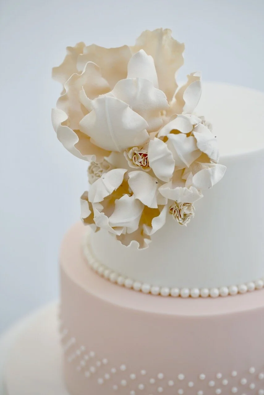 Pearl Sugar Flowers Christening Birthday Cake Limassol Cyprus Order Buy
