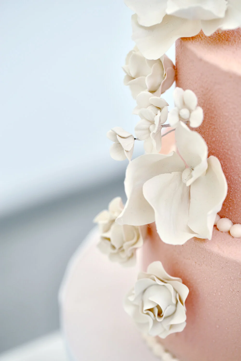 Blush Sugar Flower Birthday Cake Limassol Cyprus Order Buy