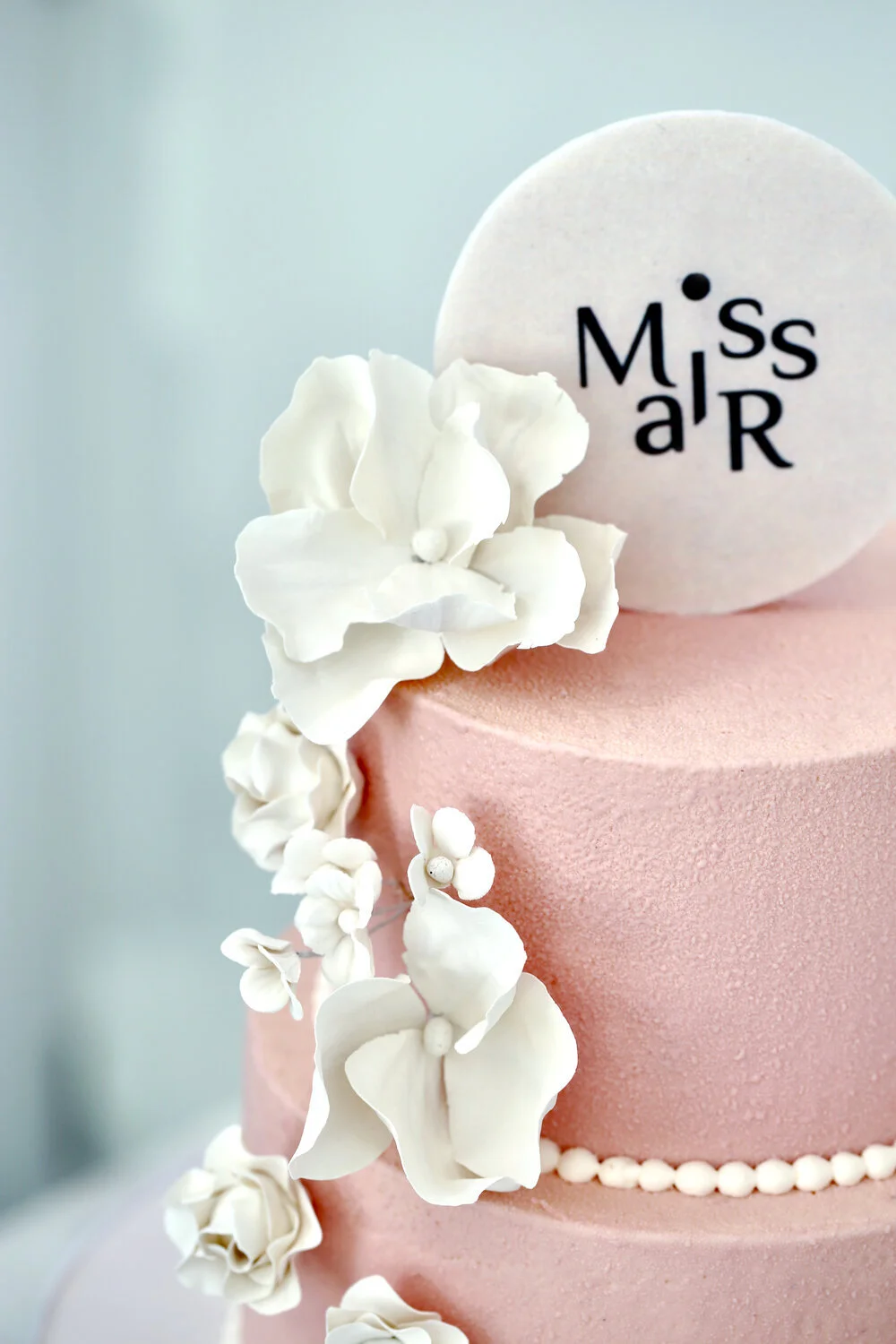 Blush Sugar Flower Birthday Cake Limassol Cyprus Order Buy