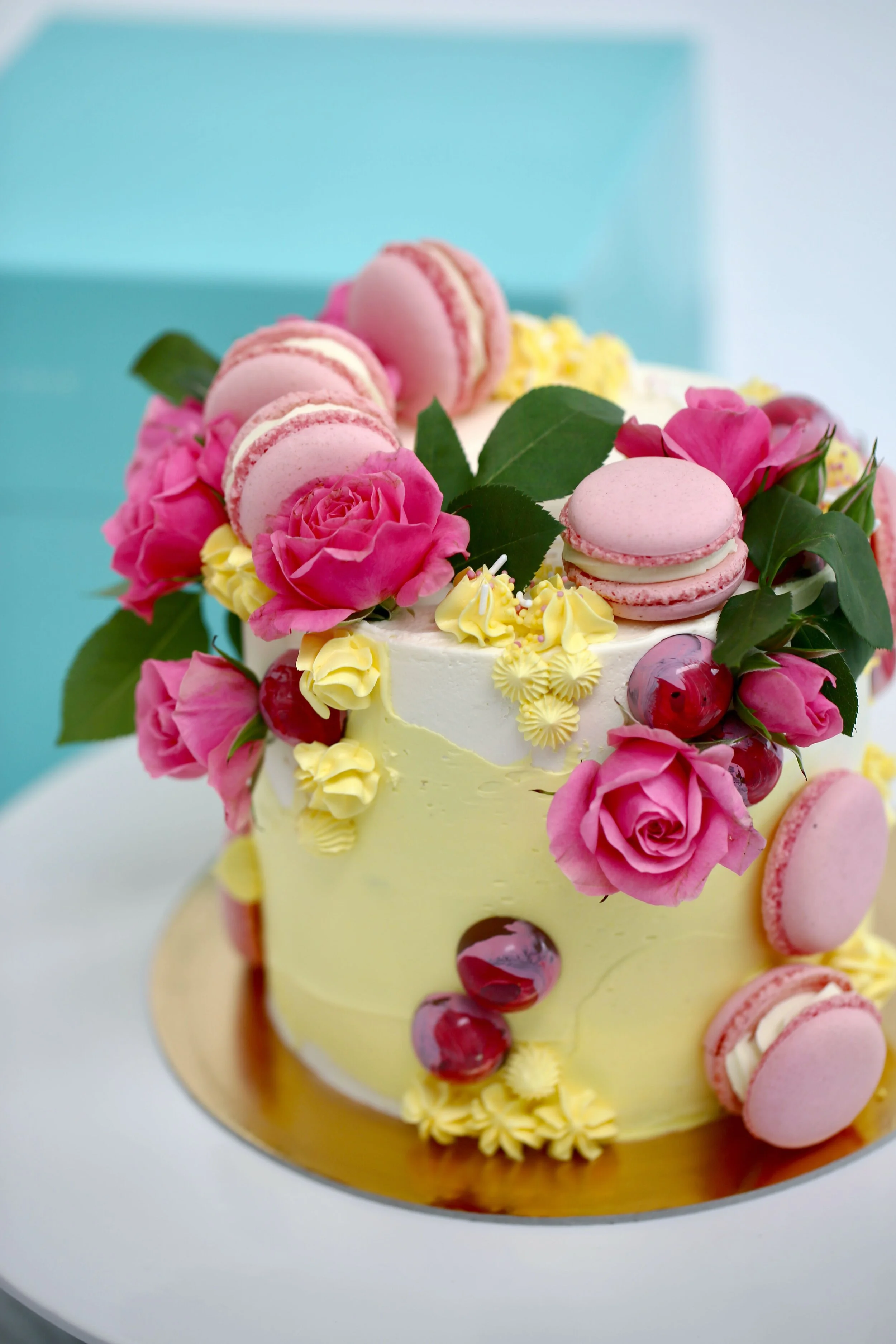 Flowers Macarons Birthday Cake Limassol Cyprus Order Buy
