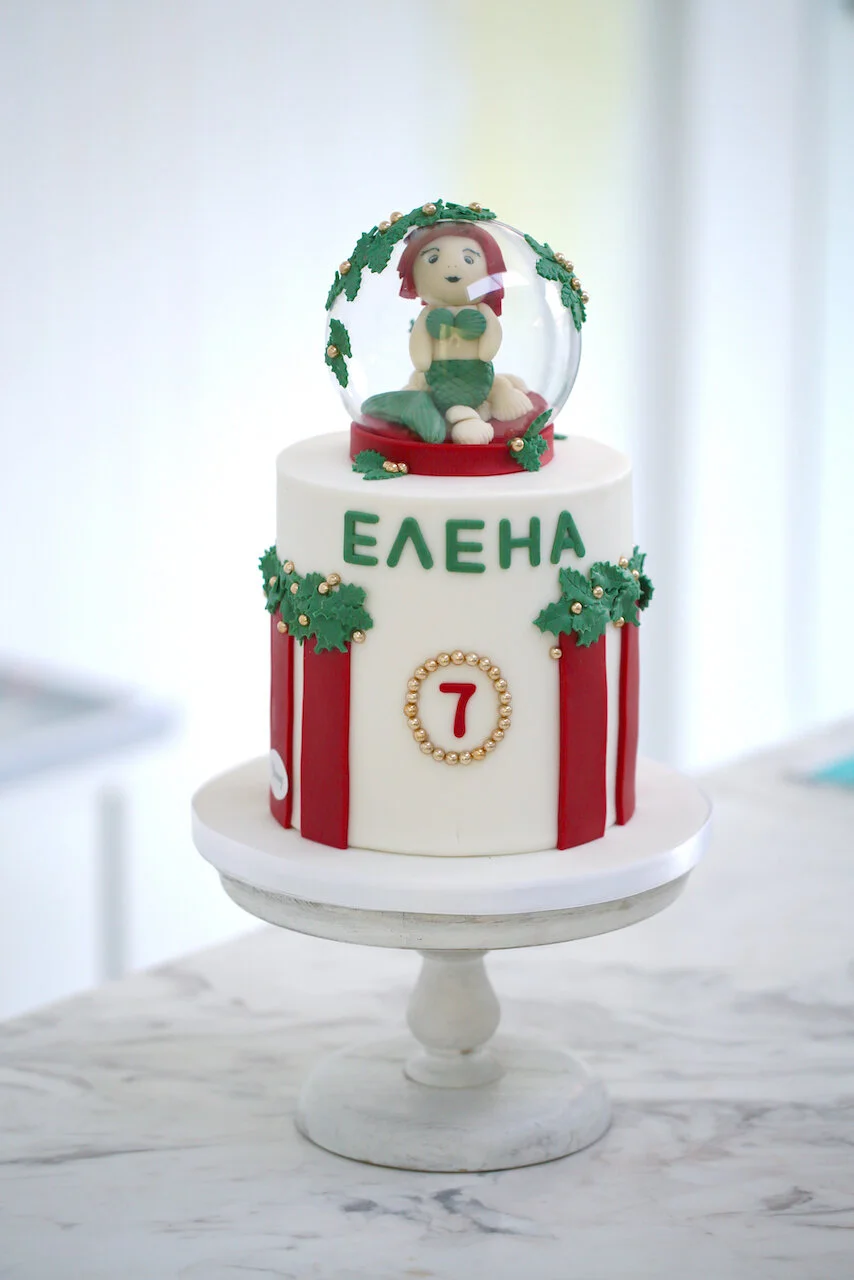 Christmas Mermaid Snow Globe Birthday Cake Limassol Cyprus Order Buy