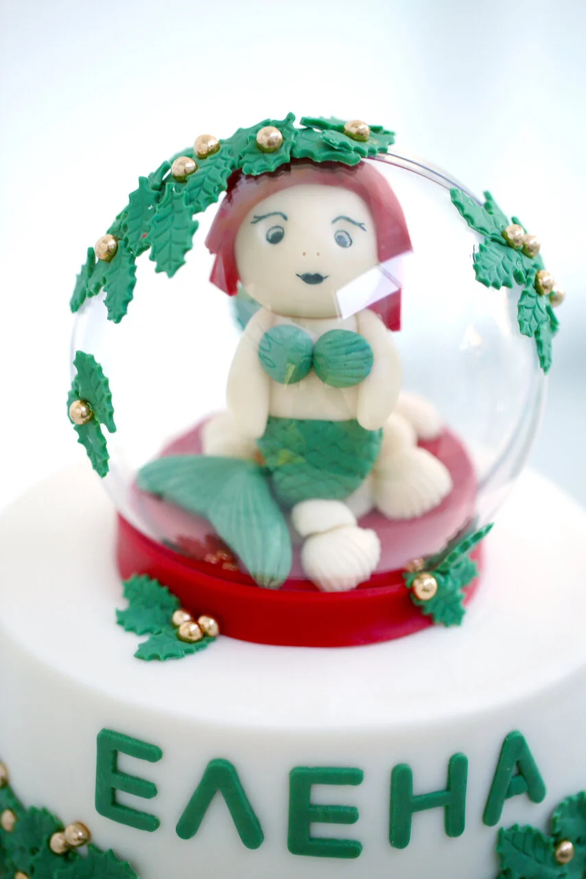 Christmas Mermaid Snow Globe Birthday Cake Limassol Cyprus Order Buy