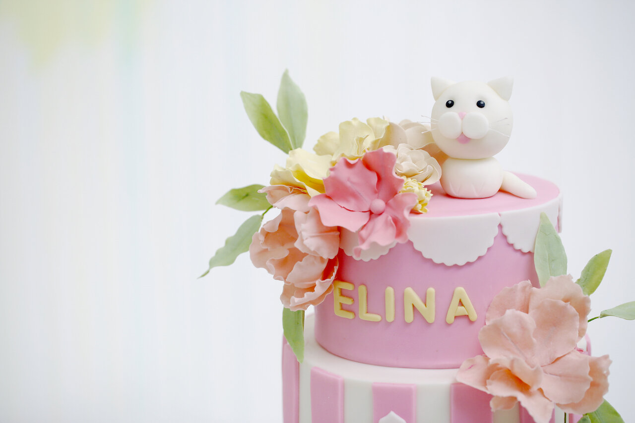 Kitten Flowers Birthday Cake Limassol Cyprus Order Buy