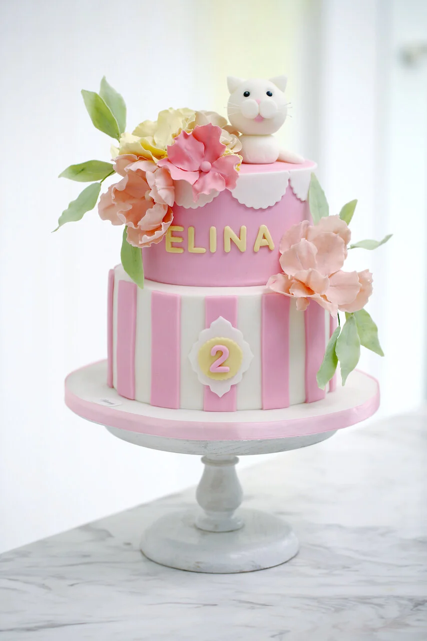 Kitten Flowers Birthday Cake Limassol Cyprus Order Buy