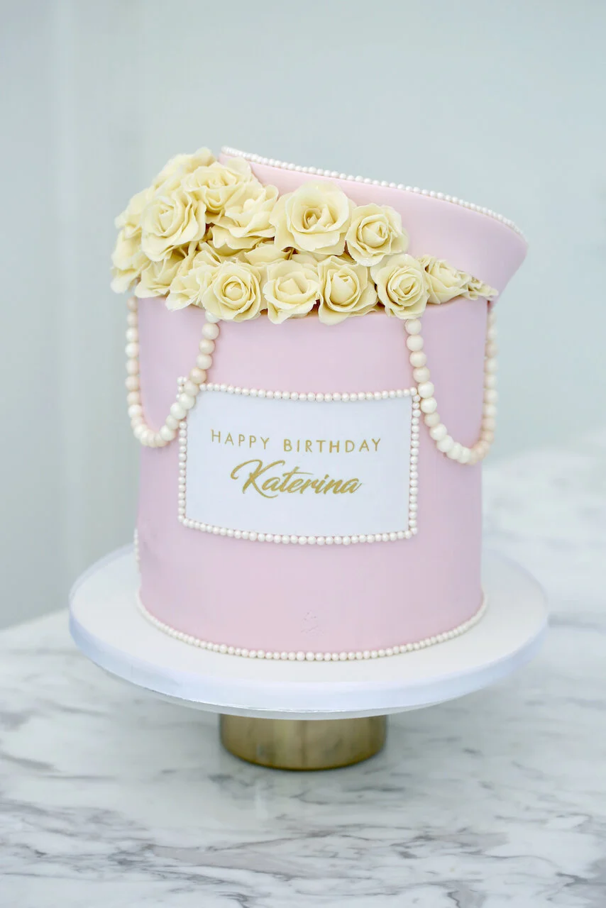 Flower Box White Chocolate Roses Birthday Cake Limassol Cyprus Order Buy