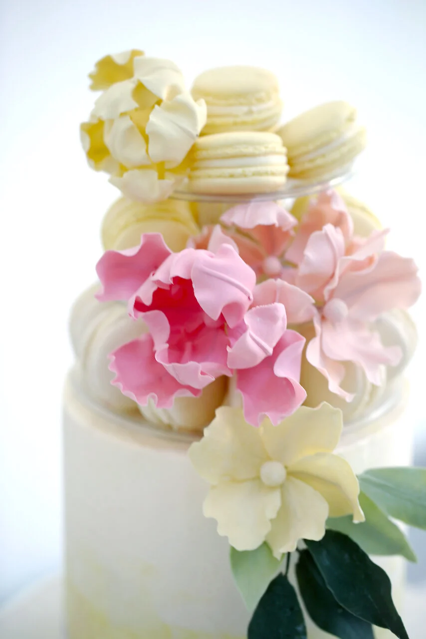 Macaron Sugar Flowers Birthday Cake Limassol Cyprus Order Buy