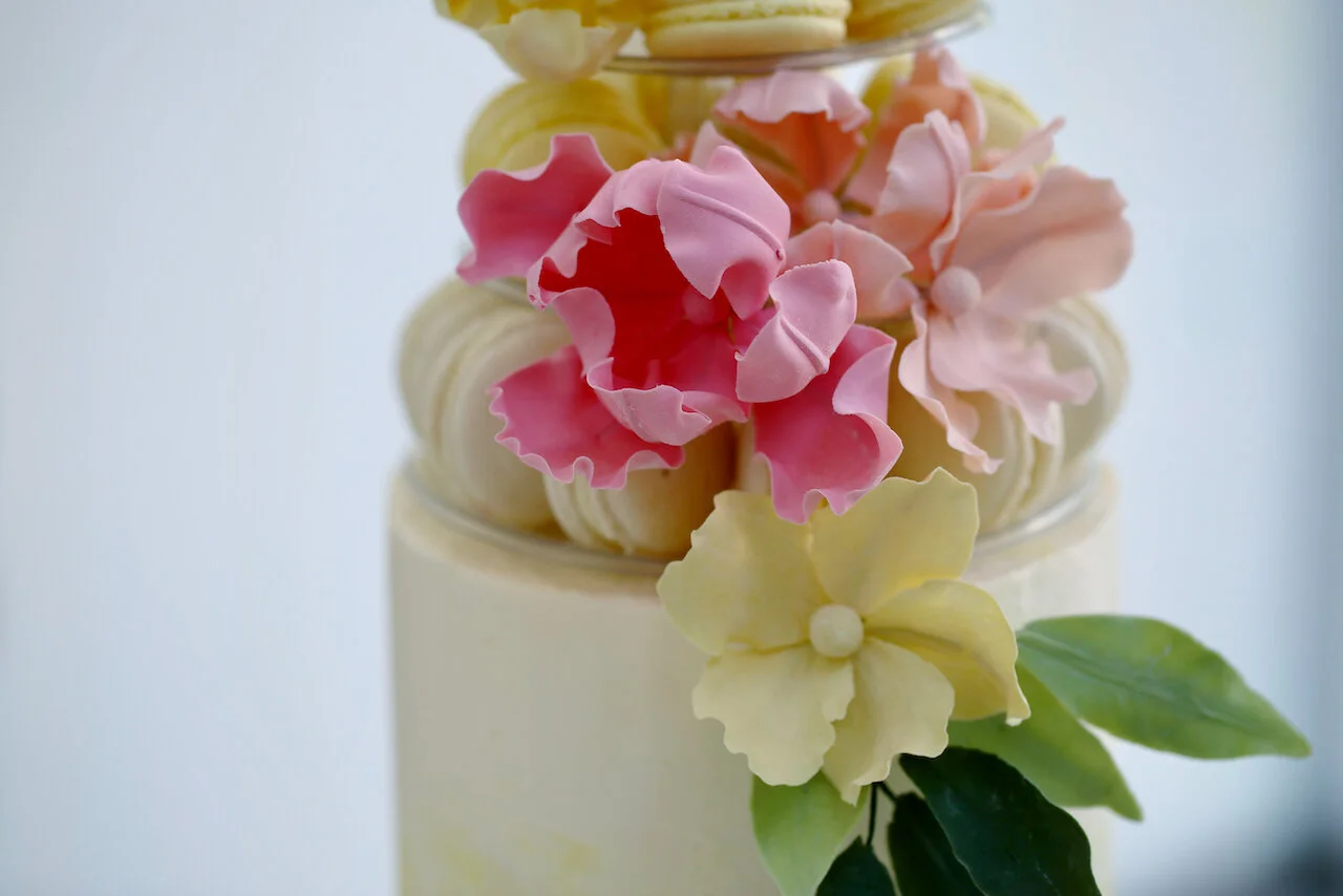 Macaron Sugar Flowers Birthday Cake Limassol Cyprus Order Buy