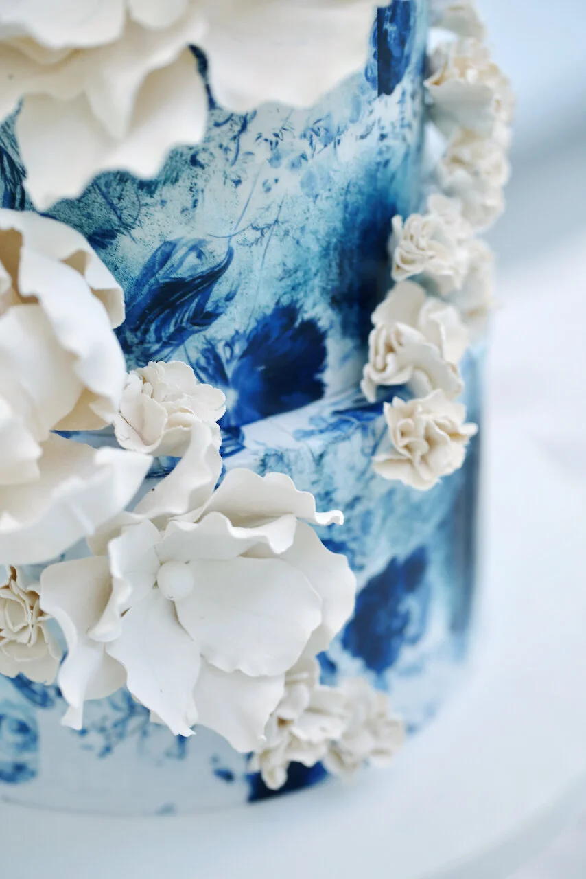 Blue Watercolour Flowers Birthday Cake Limassol Cyprus Order Buy