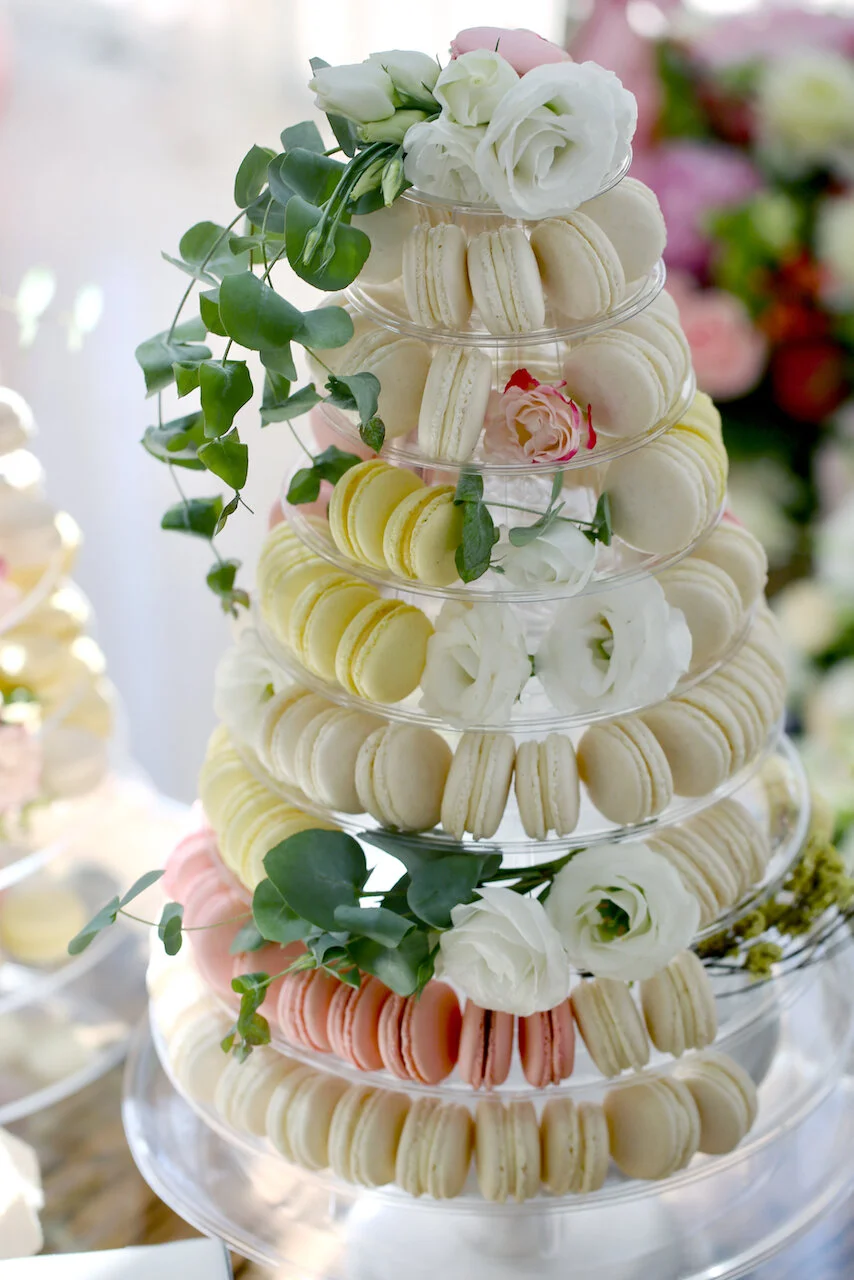 Macaron Tower Fresh Flowers Birthday Cake Limassol Cyprus Order Buy