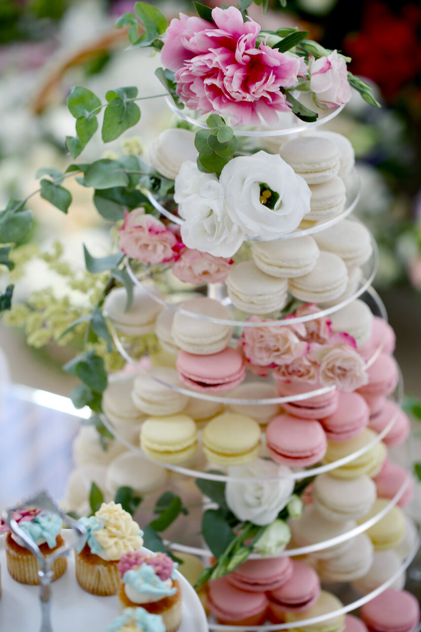 Macaron Tower Fresh Flowers Birthday Cake Limassol Cyprus Order Buy