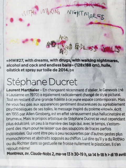 Laurent Delaloye, «Stéphane Ducret», 24 Heures, 26.03.2015.