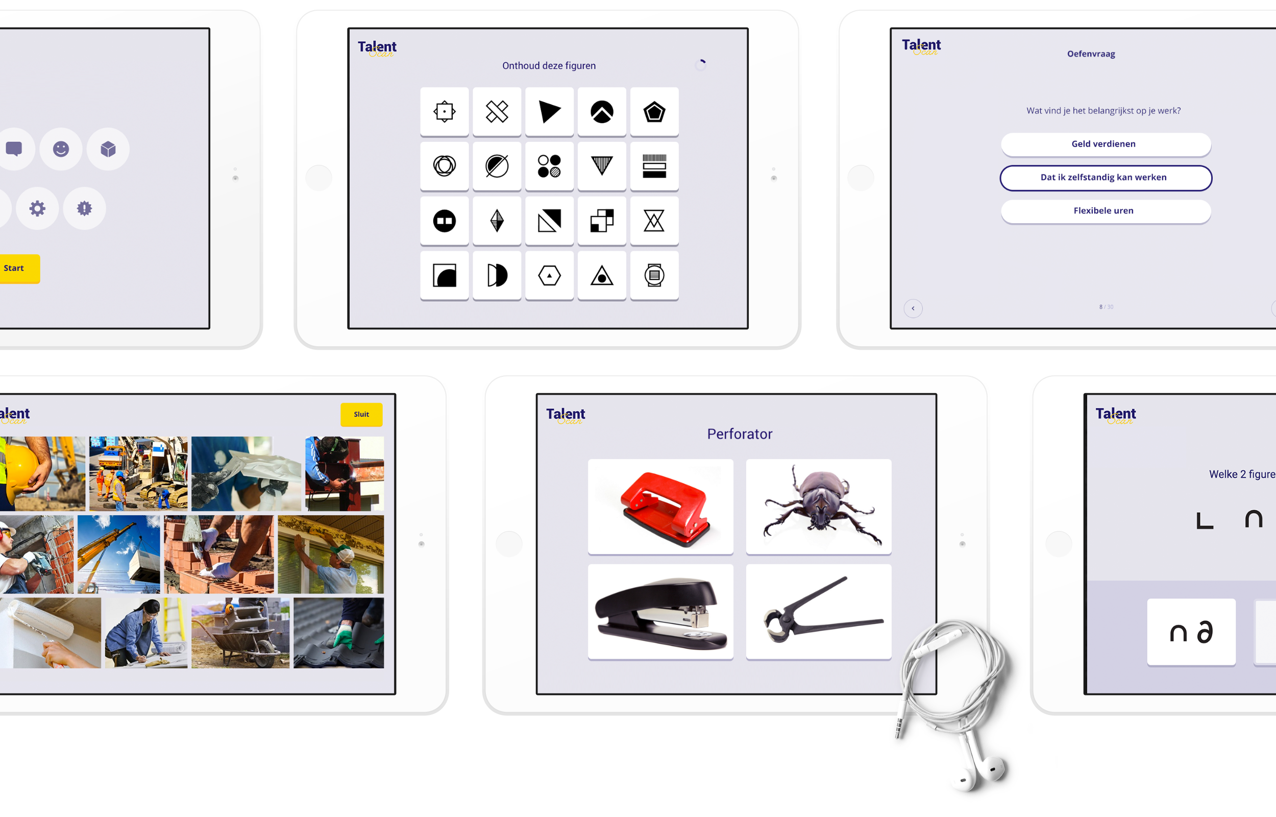 Interface ontwerp test tablet
