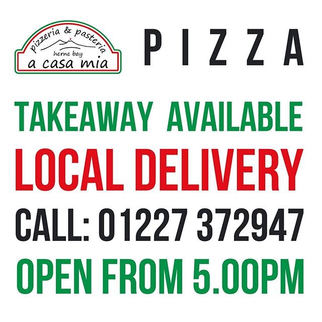 We are open for takeaway from 5.00 pm today. Call 01227 372947 to order. Local delivery available. Most items from the menu but call in to check. Menu available on our website (link in the profile). .
.
.
#neapolitanpizza #woodfiredoven #pizza #takea