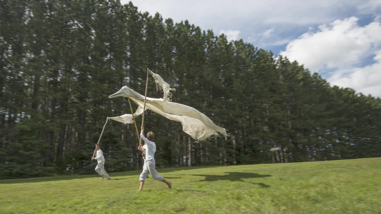 Puppeteers at work.