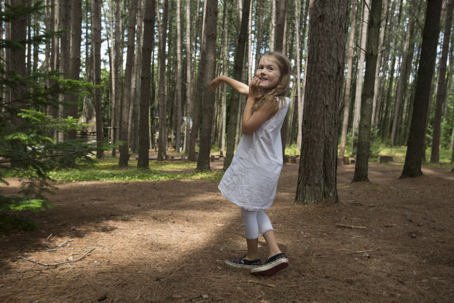Playing in the Pine Forest.