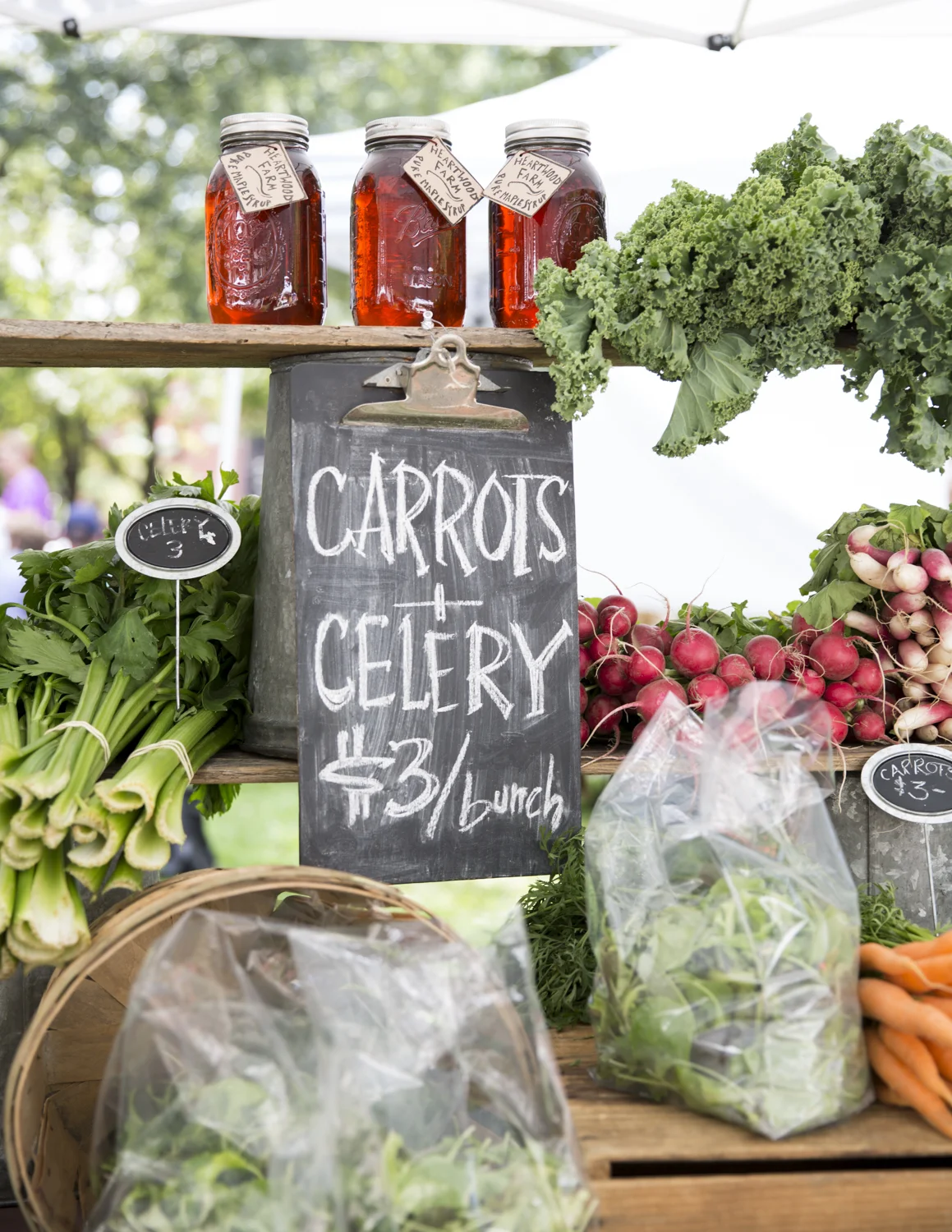 Heartwood Farm booth at Burlington Farmers' Market. Pic. by Dylan Griffin