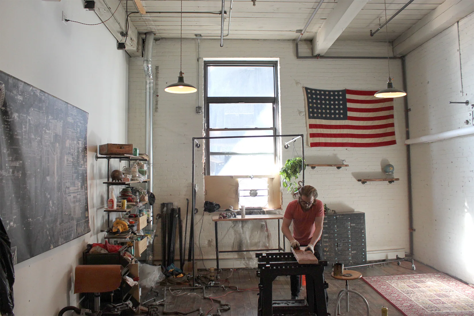 Patrick in his Brooklyn studio. Photograph by Pete Bowhan