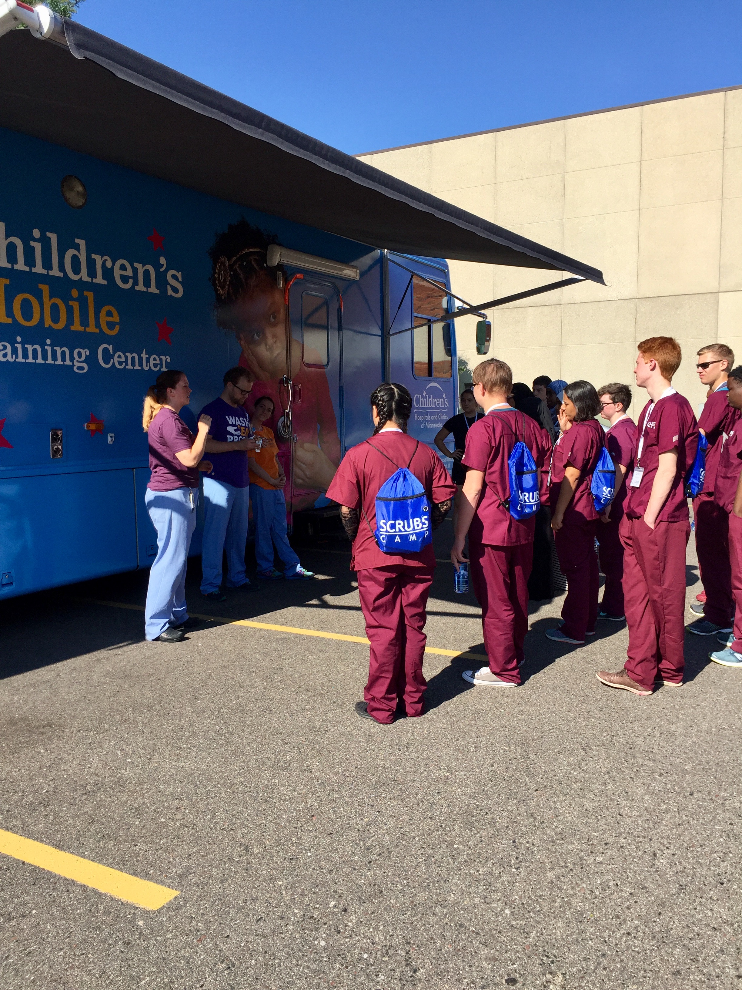   On day two of camp, students got the chance to try their hand at pediatric care. Children’s hospital was on-site with their training simulation van. The advanced equipment offered students the opportunity to train like practicing healthcare profess