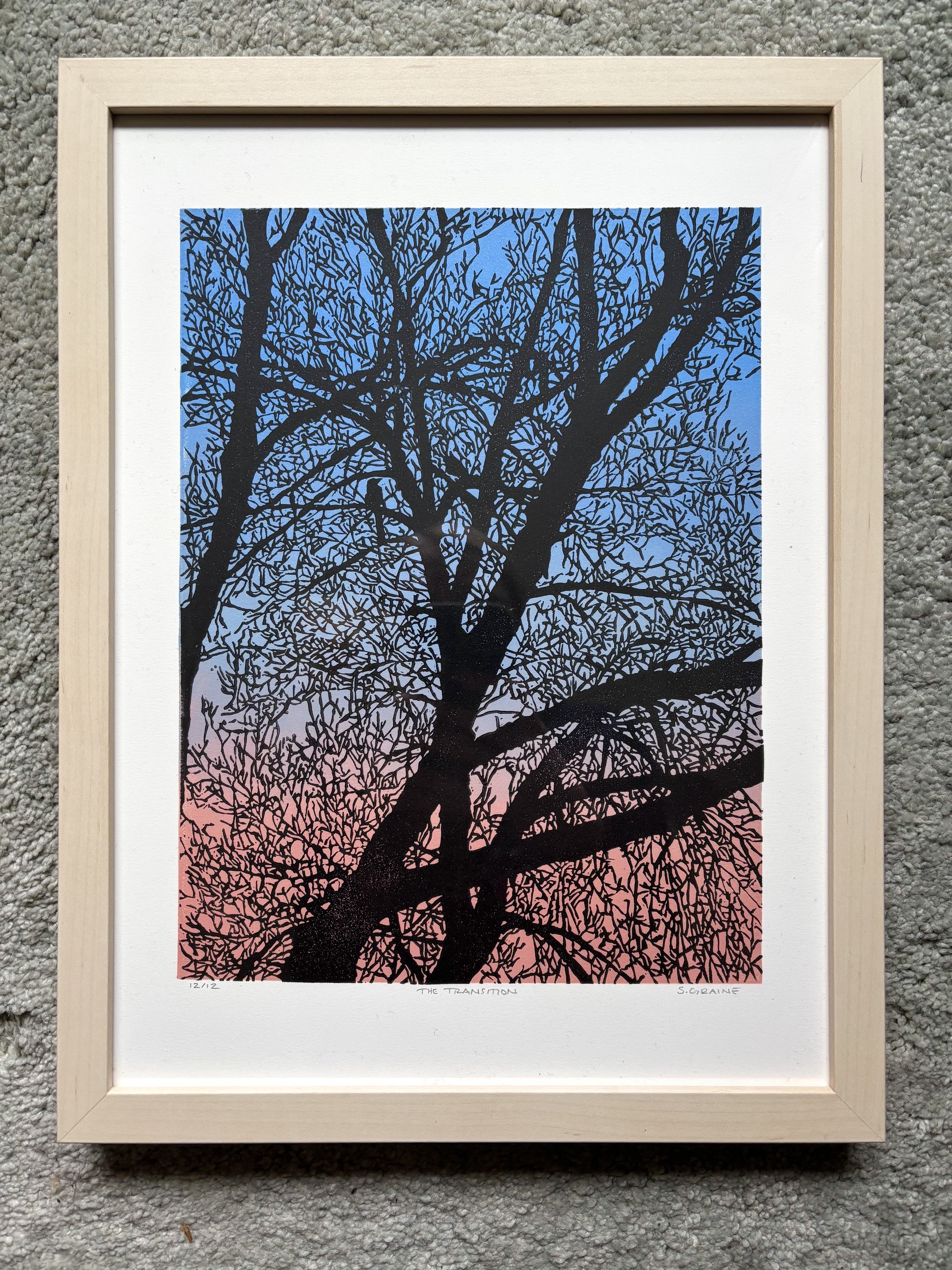 Making "The Transition", a reduction linocut
