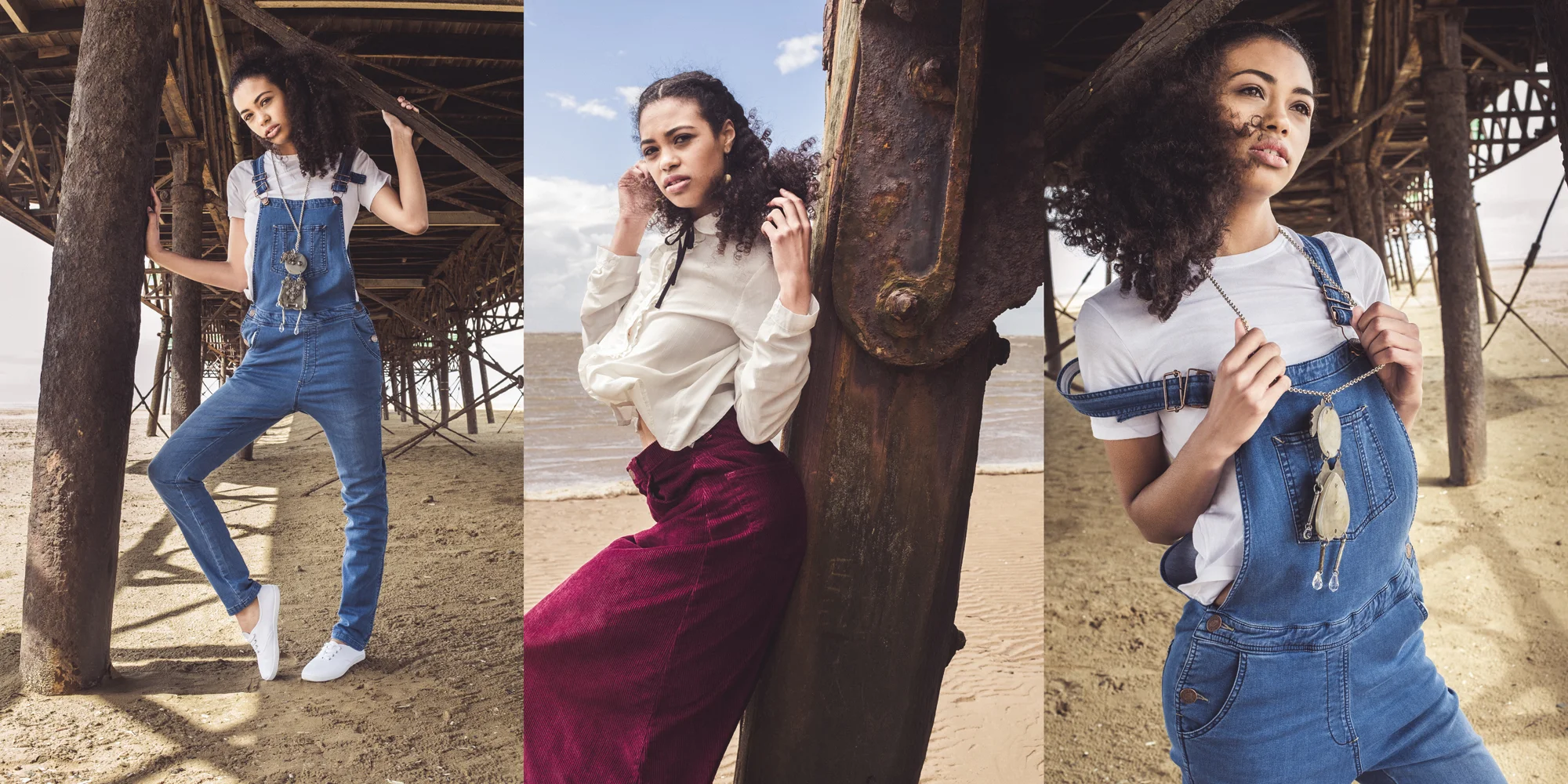 look book creative model shots by the pier
