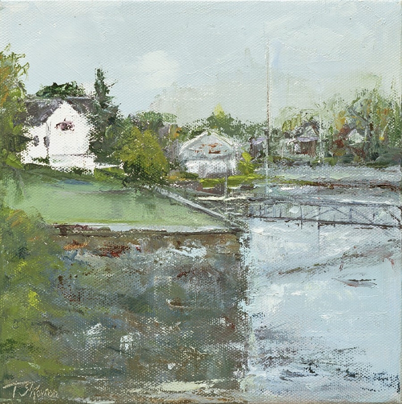"Dockside" Boothbay, Maine, 8x8" oil on canvas