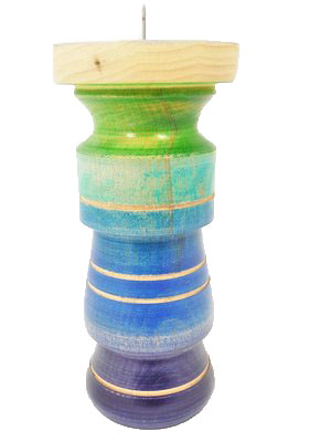 That Wood Guy Candle Holder Blue & Green | Charleston Classic Gifts