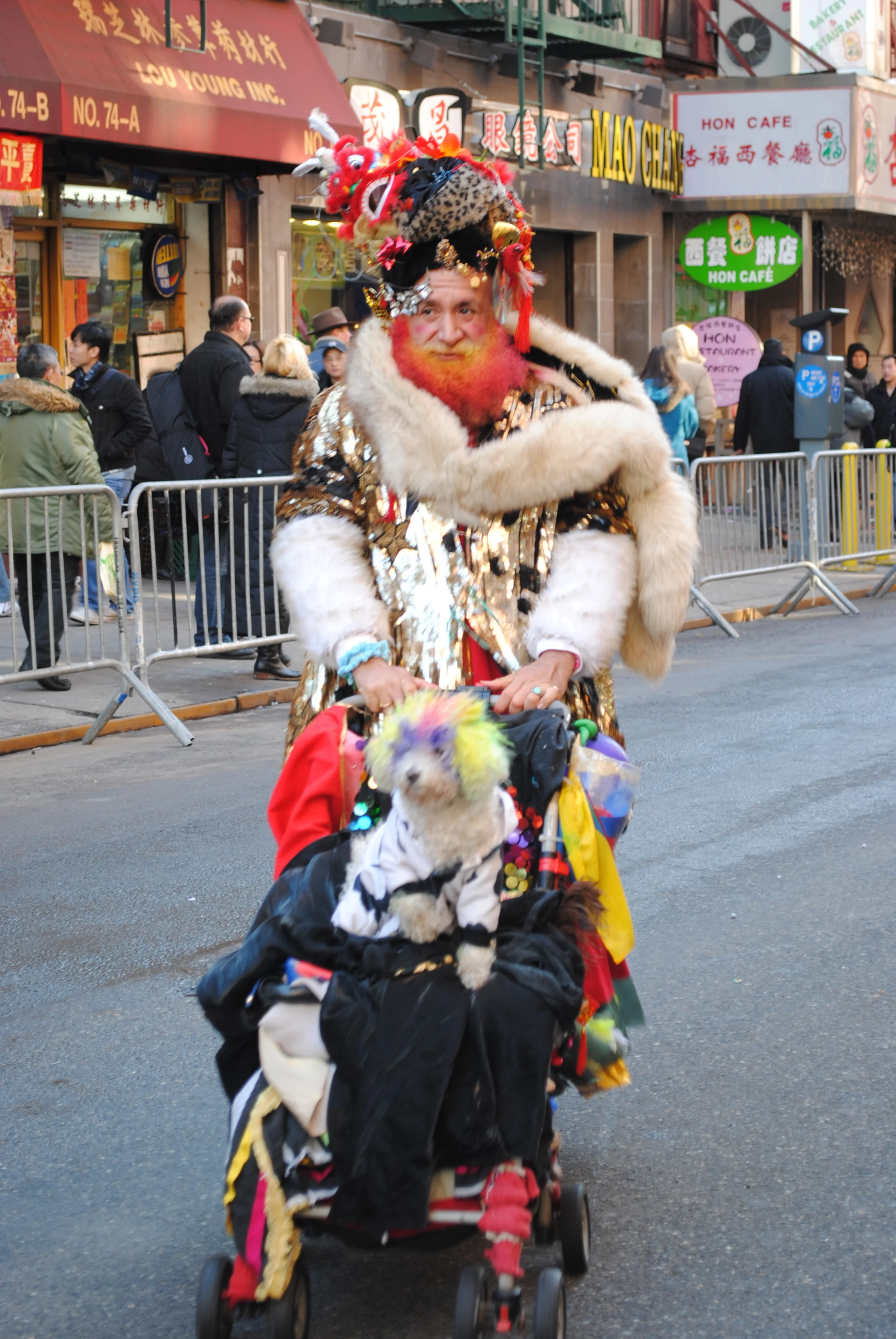 Colorful Homeless Man Celebrating the Lunar New Year China Town NYC, Year of the Rabbit